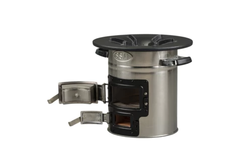 Competitive quality smokeless stainless steel camping two door wood charcoal stove