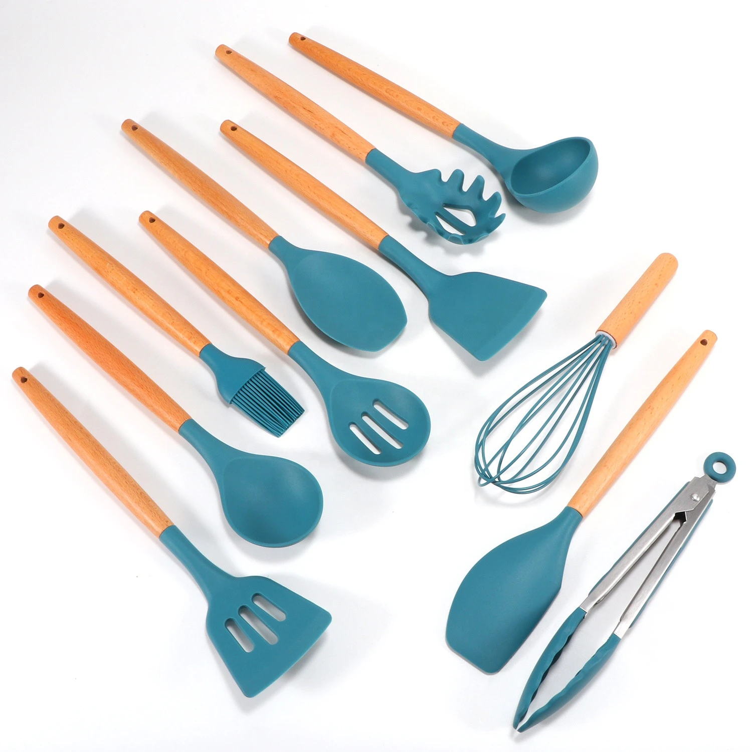 Compostable non stick reusable household cook tool silicone kitchen utensils set kitchen items