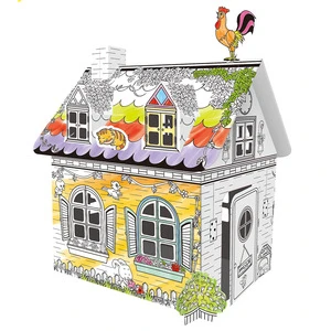 Country villa doodle painting cardboard play house toy