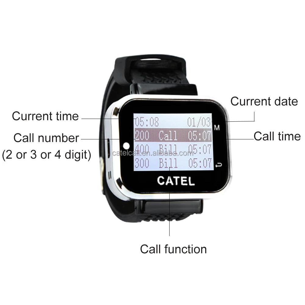 CTW06 functional high quality calling system/ restaurant watch pager with 433 mhz