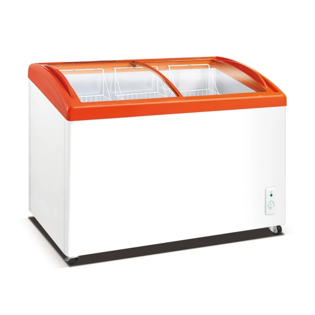 Curved Glass Door Commercial Ice Cream Chest Freezer