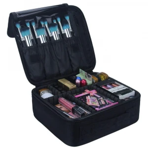 Custom 3 Layers Waterproof Large Capacity Makeup Travel Make Up Bag, Fashion Portable Brush Holder Adjustable Cosmetic Bags Case
