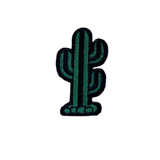 Custom cartoon cactus embroidered patch back tape shoe clothing accessories stylish versatile