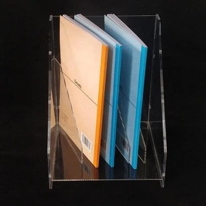Custom clear acrylic office file/book folder display holder dividers tabletop manufacturer