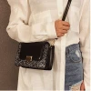 Custom High Quality Black Pu Leather Messenger Bag Women Fashion Shoulder Bags with Sequins Design