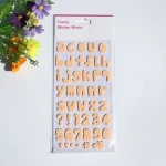 Custom Long-Lasting Adhesive Sticker Sheet Colorful English Number ABC Letter Label Vinyl Alphabet Sticker  EVA Puffy Sticker