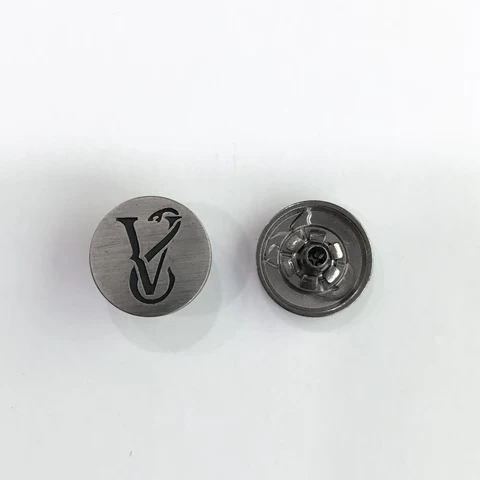 Custom pattern logo zinc alloy 15mm press metal buttons garment snap button