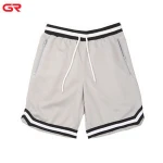 Custom Summer Striped Trim Cut Hem Quick Drying Mesh Mens Basketball Shorts
