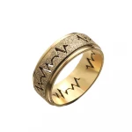 Customizable openwork Electrocardiogram pearl sand titanium steel ring