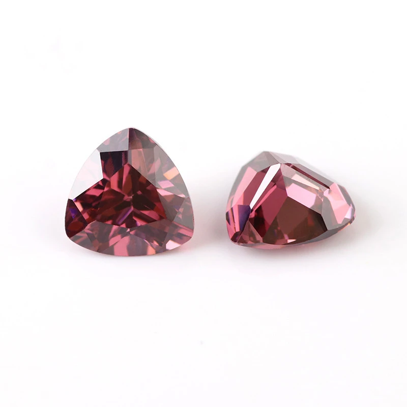 Customize Size Loose Gemstone Wholesale Price 8*8mm CZ Trillion Shape 12# Gamet Color Cubic Zirconia Stone