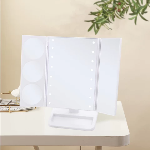 Customized charging method jewelry lattice One sided magnifying glass led makeup mirror with light