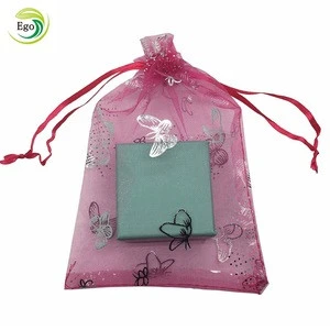 Customized logo large organza packaging gift bags with drawstring