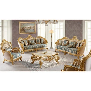 Customized Luxury Furniture Living Room Fabric Sofa,Classic Italy Carving Wooden Sofa Set 7 Seater