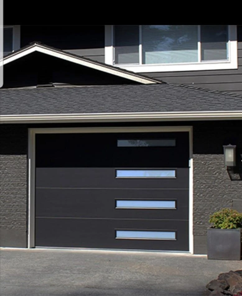 Customized modern design steel garage doors with pedestrian door