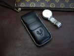 Customized watch boxes &amp; cases genuine leather waterproof travel apple watch case watch pouch