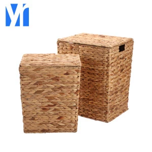 Customized woven water hyacinth laundry basket with high quality