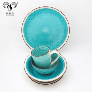 Decorative Ceramic Tableware 5pcs Living Art Dinner Set Fruit Bowls and Plates