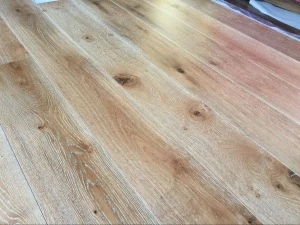 Deep white brushed wide plank European Oak engineered wood floor
