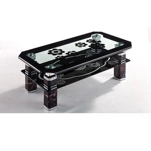 Design Living Room furniture Marble picture LCD TV stand Coffee Tea Table with Glass Top
