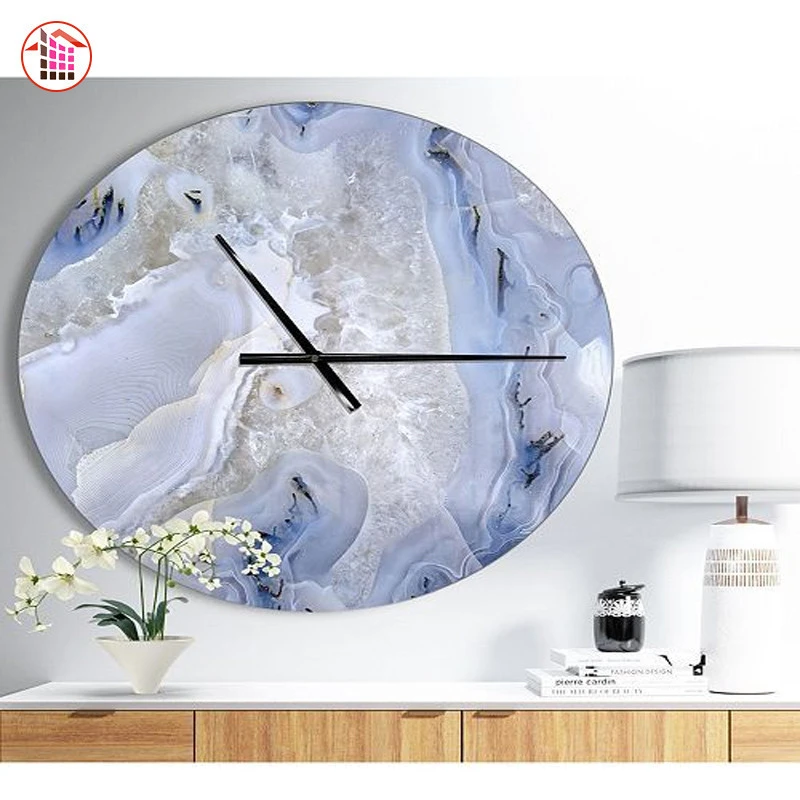 Designart Oversized Coastal Round Metal Wall Clock Marble Clockwall Home Decor