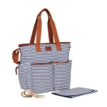 Designer Navy Blue Canvas Diaper Bag With Baby Changing Pad
