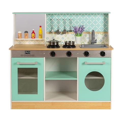 Diner Restaurant - Wooden Diner Play Kitchen Set, Two Play Spaces in One - Best Age 3+