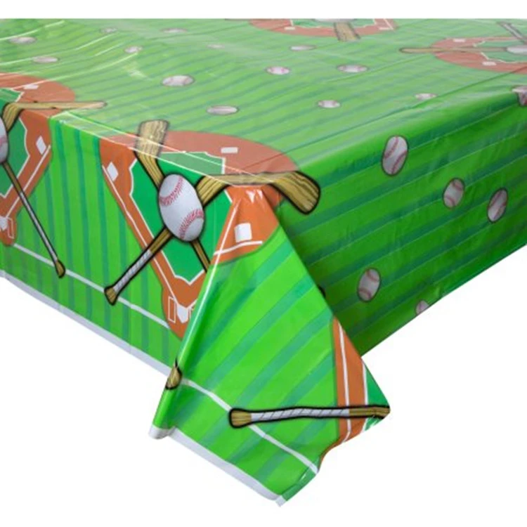 Disposable  54 x 108&quot; Custom Tablecloth Soccer Waterproof PE Soccer Printed Green Table Cover