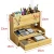 DIY Pen Holder Box Bamboo Wooden Stationery Desktop Drawer Office Organizer with Phone Holder