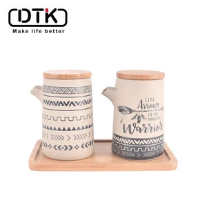 DTK Newly Designed Series Indian Series Product Kitchenware Clay Bamboo Spice Bottle set