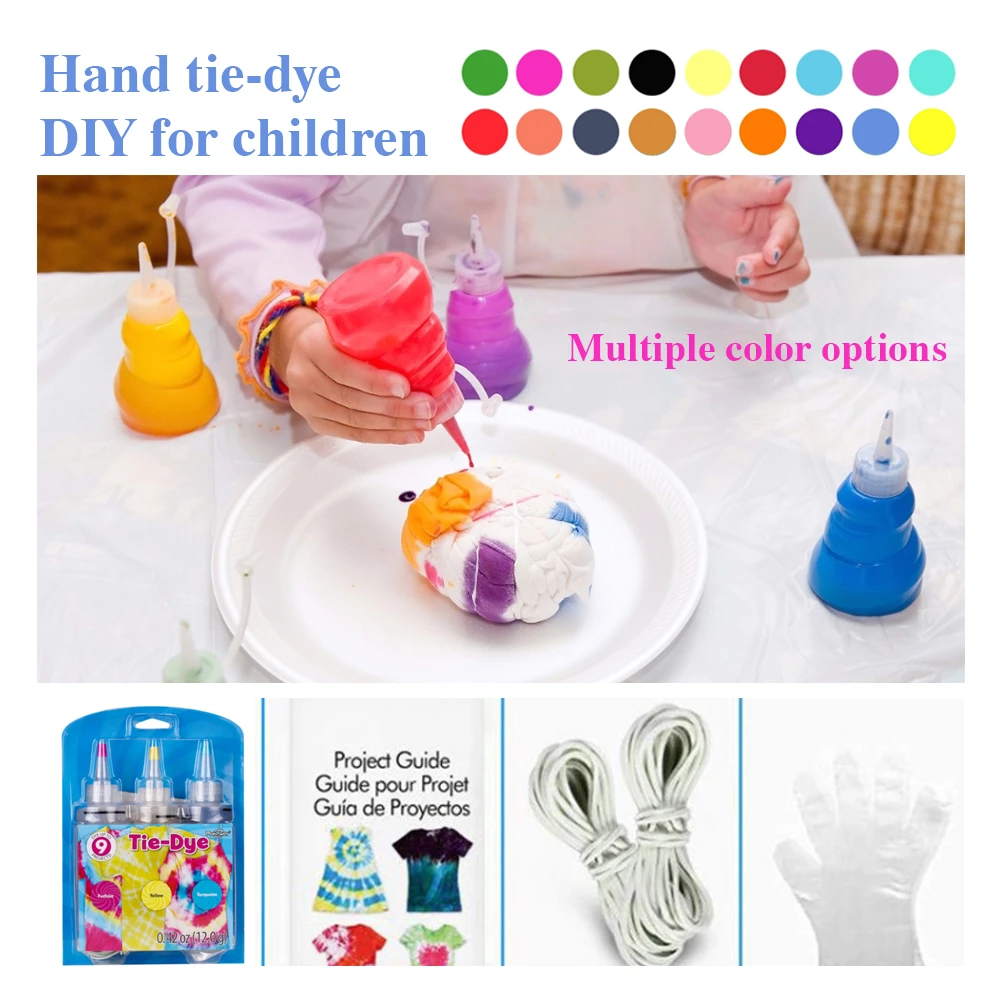 Easy to Use Tie-Dye Kit Creative Clothing DIY Dye Reactive Dye Kit Party Creative Group Activities For Kids 3/5/8/10/12/18 Color