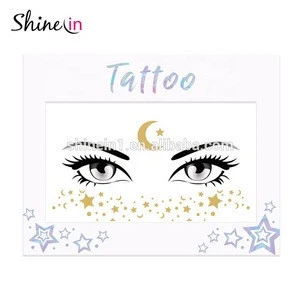 Eco-friendly Shiny Henna Gold Temporary Moon and Star Temporary Tattoo Metallic for Women