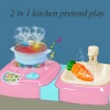 Electric kids kitchen set toys with food water and smoke Pretend Play set Toys early educational Kitchen Play Sink Toys