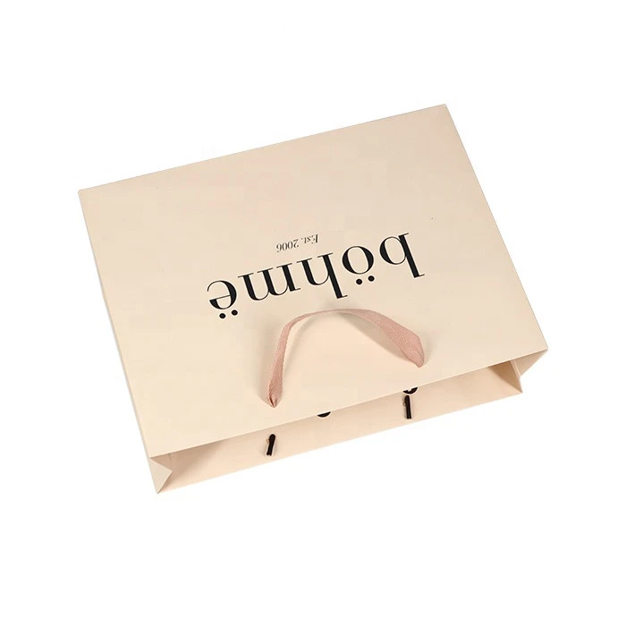 Elegant Design Laminated Paper Bag Packaging Logo For Clothing