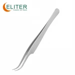 ELITER Amazon Hot Sell 30 Degree Eyelash Tweezers Extensible Tweezer Stainless Steel Tweezer Coloured Lash Extensions