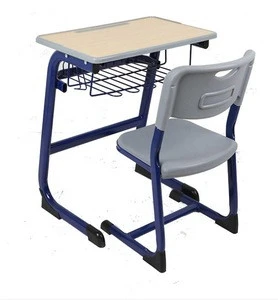 Environmental Wooden and Meal Student Desk and Chair Single for Primary School