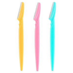 ET1 Colorful Durable Plastic Handle Eyebrow Trimmer Touch Up Multipurpose Exfoliating Tool 3PCS Eyebrow Razor Set