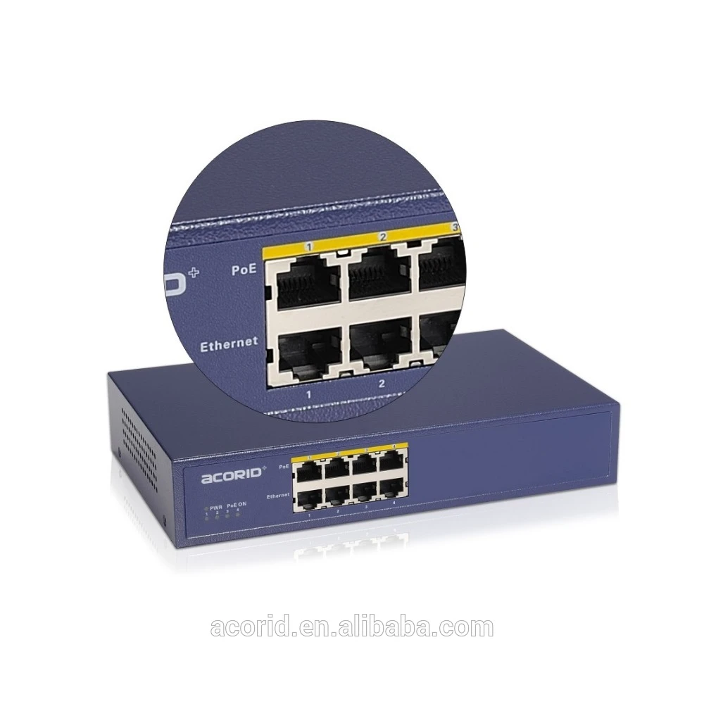Ethernet PoE 4 Ports Adapter Midspan Injector with 10/100Mbps