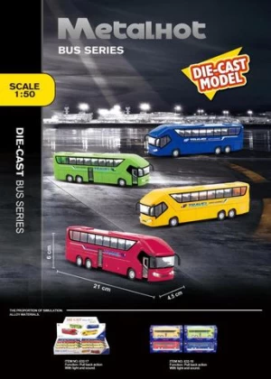 Factory 1/50 Travelling Diecast Bus Pull Back Action With Light And Music Alloy Car Model Diecasts Die Cast Toy Cars Hot
