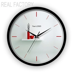 Factory directly wholesale cheap corporation promotion gift plastic wall clock round home decoration wall watch custom logo hour