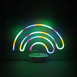 factory price cheap indoor metal table lamp usb multicolor rainbow led neon light