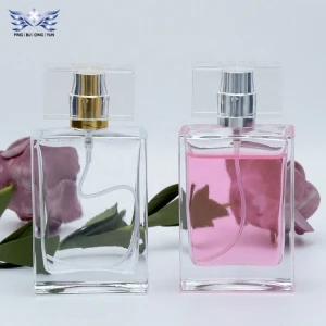 Factory price custom made 50ml square atomizer spray glass perfume bottle
