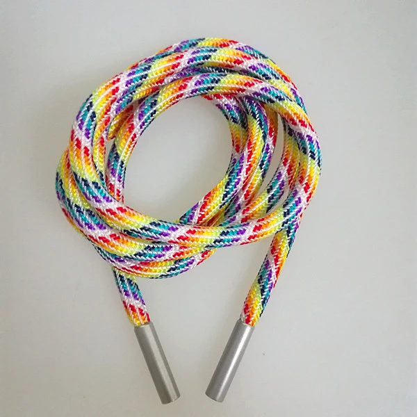 Factory sale nylon rainbow shoelace with metal aglets
