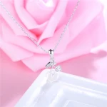 Fashion Design S925 Fine Jewelry Flower Pendant,Pure 925 Italian Sterling Silver Pearl Flower Women Necklace