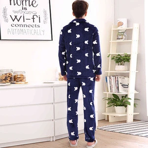 Fashion Warm Flannel Thick Mens Pajamas Winter Turn-down Collar Male Homewear High Quality Long Sleeve Pants Sleep Lounge Sets