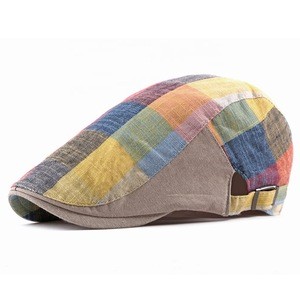 Fashion Young Men Spring Leisure Driving Colorful Checked Newsboy Cap