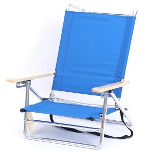 Five position adjustable beach folding chair with towel bar