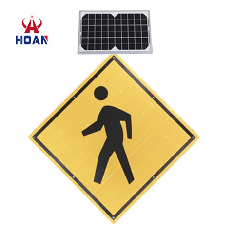 Flashing Crosswalk With Lights Illuminated Traffic Warning Sign 24" 30" Solar Powered Pedestrian Crossing Sign