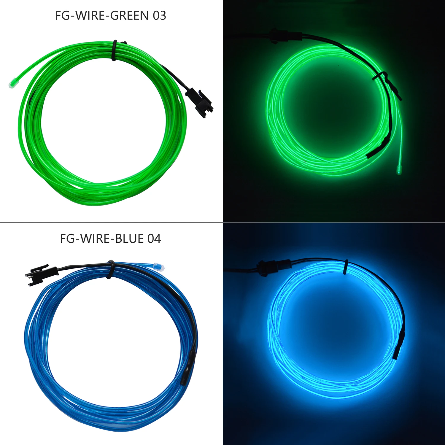Flexible Neon Cold Car Vehicle Light Glow EL Wire with 12V Inverter