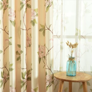 Floral Printing Blackout Ready Made Curtain Same Pattern Sheer Curtains Fabric