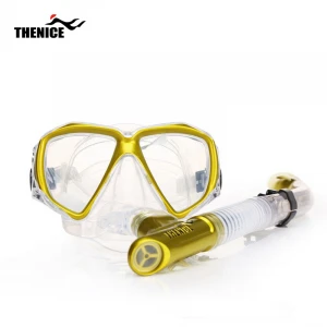Foldable Dry Top Diving goggles , Anti Fog 180 Panoramic Silicone Snorkeling mask set  diving equipment